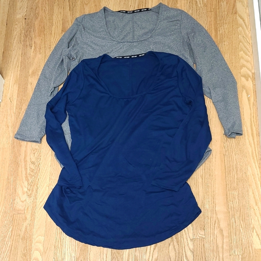 Women's Blue and Gray Long Sleeve Tops